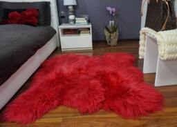 "Giant Red Sheepskin Rug, Genuine Leather, Thick Hair - 50""x50" - thumbnail 1