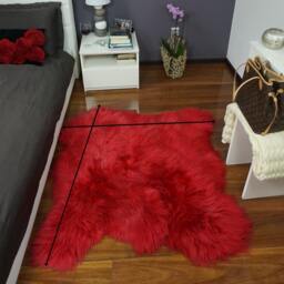 "Giant Red Sheepskin Rug, Genuine Leather, Thick Hair - 50""x50" - thumbnail 4