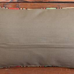 Vintage Handwoven Kilim Lumbar Pillow Cover - Striped Turkish Cushion - 12x20 In - thumbnail 4