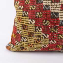 Handwoven Turkish Kilim Pillow Cover 24'' Wool Throw - thumbnail 3