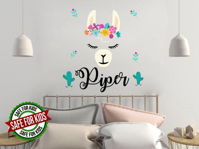 Llama Wall Decal/Personalized Girls Name Decals Alpaca Nursery Decor Baby Girl Sticker Animal Room R136 - image 1