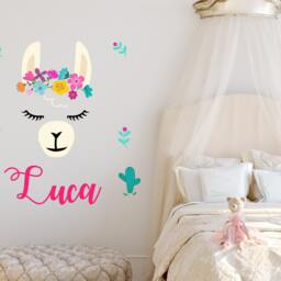 Llama Wall Decal/Personalized Girls Name Decals Alpaca Nursery Decor Baby Girl Sticker Animal Room R136 - thumbnail 3