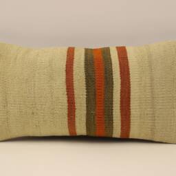 Vintage Turkish Kilim Pillow 10x20 in 25x50 cm Lumbar Accent Sofa Throw Cushion Cover 4Yef-718 - thumbnail 2