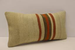 Vintage Turkish Kilim Pillow 10x20 in 25x50 cm Lumbar Accent Sofa Throw Cushion Cover 4Yef-718 - thumbnail 1
