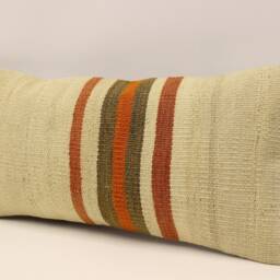 Vintage Turkish Kilim Pillow 10x20 in 25x50 cm Lumbar Accent Sofa Throw Cushion Cover 4Yef-718 - thumbnail 3