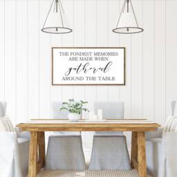 The Fondest Memories Are Made When Gathered Around Table Sign-Farmhouse Decor-Kitchen Wall Art-Thanksgiving Art-Dining Room Hanging Sign - thumbnail 2