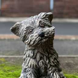 Concrete Westie Dog Figurine Stone Sculpture Outdoor Terrier Yorkie Statue Cement Ornament Dog Lover Gift Front Door Decoration - thumbnail 2