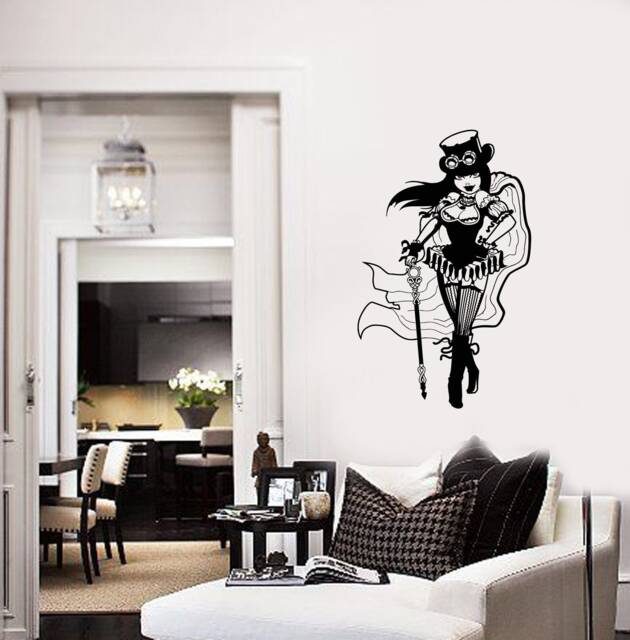 Steampunk Girl Vinyl Wall Decal Science Fiction Home Room Decor Stickers Mural - #2821Di - image 1