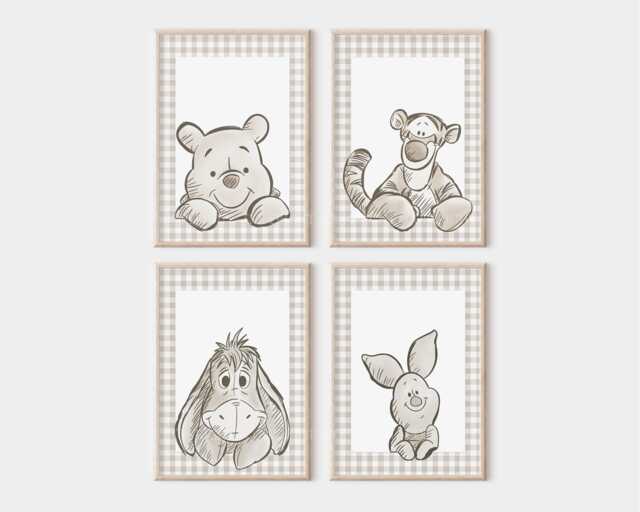 Choose Your Own Winnie Pooh Bear Set Of A4 A3 Nursery Unframed Prints Flower Neutral Beige Natural Tigger Eeyore Piglet Decor - image 1
