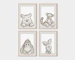 Choose Your Own Winnie Pooh Bear Set Of A4 A3 Nursery Unframed Prints Flower Neutral Beige Natural Tigger Eeyore Piglet Decor - thumbnail 1