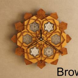 Sacred Geometry Wall Clock Laser Etched Metatron's Cube, Wooden - thumbnail 2