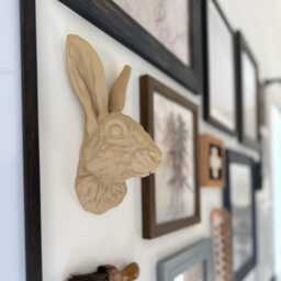 Rabbit Head Wall Art - 3D Bunny Decor, Finished in Pale Brown, Black, White Or Pink