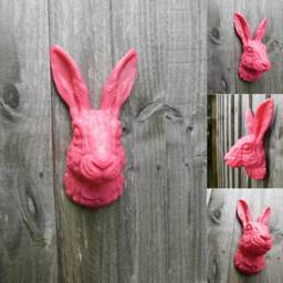 Rabbit Head Wall Art - 3D Bunny Decor, Finished in Pale Brown, Black, White Or Pink - thumbnail 4