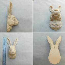 Rabbit Head Wall Art - 3D Bunny Decor, Finished in Pale Brown, Black, White Or Pink - thumbnail 2