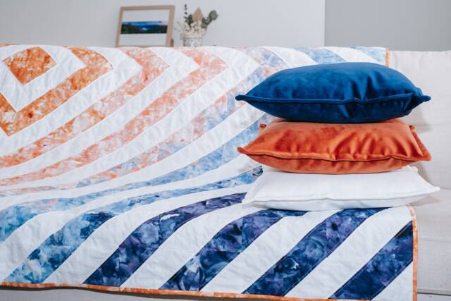 Diamond Ombre Handmade Quilt & Cushion Bundle - image 1