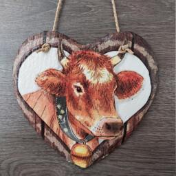 Cow Heart Slate Wall Hanging Rustic Farmhouse Decor - thumbnail 2