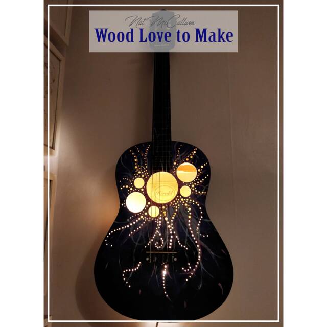 Midnight Sun - Guitar Light Music Lovers' Gift Up-Cycled Instrument Lighting Custom Design Atmospheric Lamp Bespoke - image 1