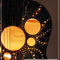 Midnight Sun - Guitar Light Music Lovers' Gift Up-Cycled Instrument Lighting Custom Design Atmospheric Lamp Bespoke - thumbnail 3
