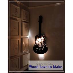 Midnight Sun - Guitar Light Music Lovers' Gift Up-Cycled Instrument Lighting Custom Design Atmospheric Lamp Bespoke - thumbnail 2