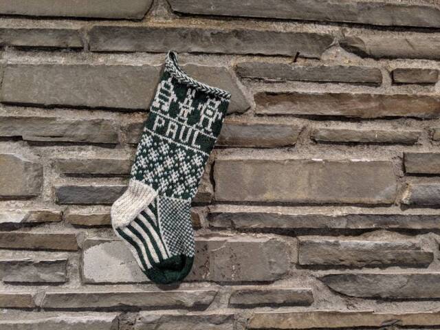Robot Christmas Stocking - Hand Knit, Fair Isle, Vintage Inspired Knit With The Wind - image 1