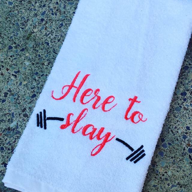 Embroidered Gym Sweat Towel Here To Slay Sports Towel - image 1