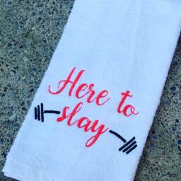 Embroidered Gym Sweat Towel Here To Slay Sports Towel - thumbnail 1