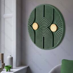 Geometric Wood Wall Art , Round , Circle , Colorful Sun , Natural Art - thumbnail 1