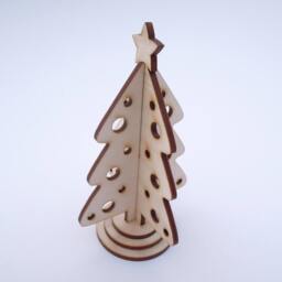 Wooden Mini Christmas Tree - Interlocking For Crafts Laser Cut Decor Ornaments Holiday Decoration - thumbnail 2