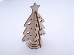 Wooden Mini Christmas Tree - Interlocking For Crafts Laser Cut Decor Ornaments Holiday Decoration - thumbnail 1
