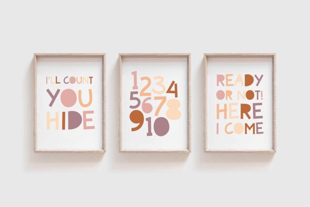 Set Of 3 Playroom Prints, Wall Art, Colourful, Girls Nursery Boys Bedroom Decor, Decor - image 1