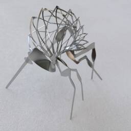 Stainless Steel Bug Sculpture Set Modern Metal Tabletop Art - thumbnail 3