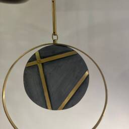 Harmony Concrete, Brass & Rattan Pendant Lighting - thumbnail 3