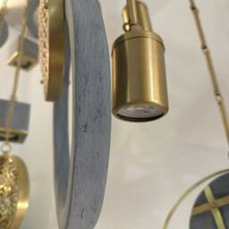 Harmony Concrete, Brass & Rattan Pendant Lighting - thumbnail 2