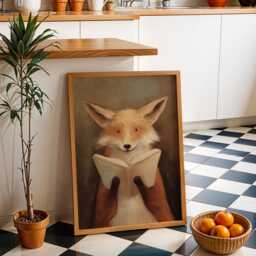 Bookish Wall Art - Fox Reading Book Print Lover Poster Funny Gift - thumbnail 2