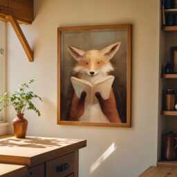 Bookish Wall Art - Fox Reading Book Print Lover Poster Funny Gift - thumbnail 3