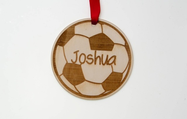 Personalized Christmas Soccer Baubles , Christmas Tree, Christmas Baubles Handmade, First Bauble, Custom Gift Tags With Name - image 1