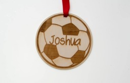 Personalized Christmas Soccer Baubles , Christmas Tree, Christmas Baubles Handmade, First Bauble, Custom Gift Tags With Name - thumbnail 1