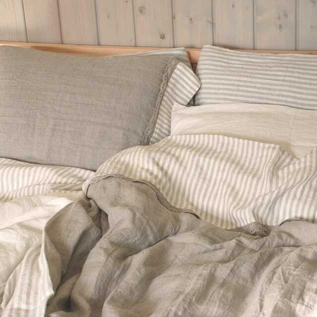 Lace Linen Duvet Cover Set Stonewashed European Flax Bedding - image 1