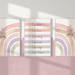 Affirmation Prints, Girls Bedroom Decor, Playroom Decor, Personalised Print, Toddler, Kids Wall Art, Pink, Rainbow, Pastel - thumbnail 2
