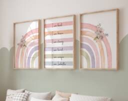 Affirmation Prints, Girls Bedroom Decor, Playroom Decor, Personalised Print, Toddler, Kids Wall Art, Pink, Rainbow, Pastel - thumbnail 1