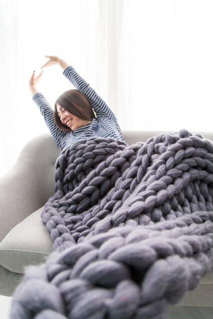 Chunky Knit Throw Blanket, Giant Blanket Made With Merino Wool - image 1