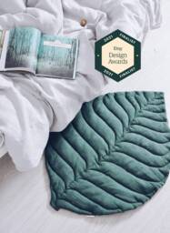 Leaf Play Mat From Natural Linen, Green Color - Ready To Ship The Best Baby Shower Gift - thumbnail 1