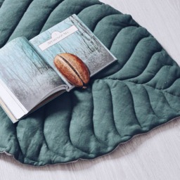 Leaf Play Mat From Natural Linen, Green Color - Ready To Ship The Best Baby Shower Gift - thumbnail 3