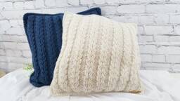 Knitted Cushion, Gift Idea, Modern Home Decor, Decorative Stylish Sofa Scandinavian Cotton Cord - thumbnail 1