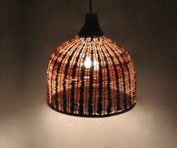Brown Rattan Pendant Light, Rustic Farmhouse Lighting