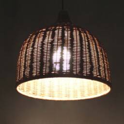 Brown Rattan Pendant Light, Rustic Farmhouse Lighting - thumbnail 2