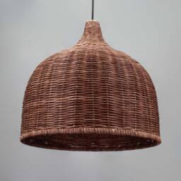 Brown Rattan Pendant Light, Rustic Farmhouse Lighting - thumbnail 3