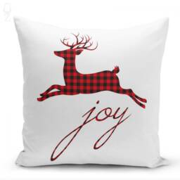 Christmas Cushion Covers Red & Black Plaid Pattern - Xmas Reindeers & Tree, Double Sided Printing On The Chenille With Different Sizes - thumbnail 3