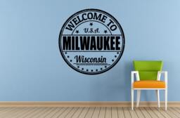 Milwaukee Wisconsin United States Of America Stamp Window Or Wall Car Vinyl Peal & Stick Removable Sticker Decal L1524 - thumbnail 1