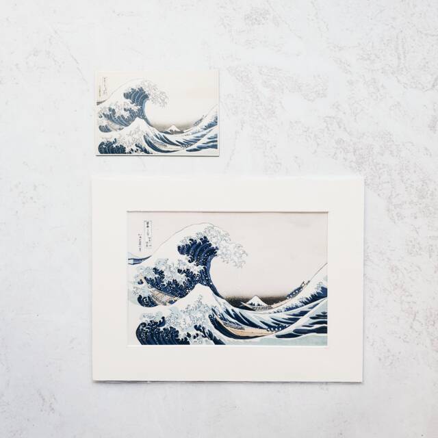 Photo Art Print With Passe-Partout Under The Wave Off Kanagawa - The Great Wave By Hokusai + Magnet